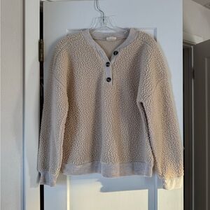 Cream Sherpa sweater side medium a new approach